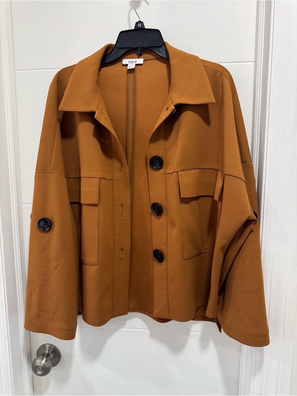 Oversized Rust Button-Front Blazer Jacket